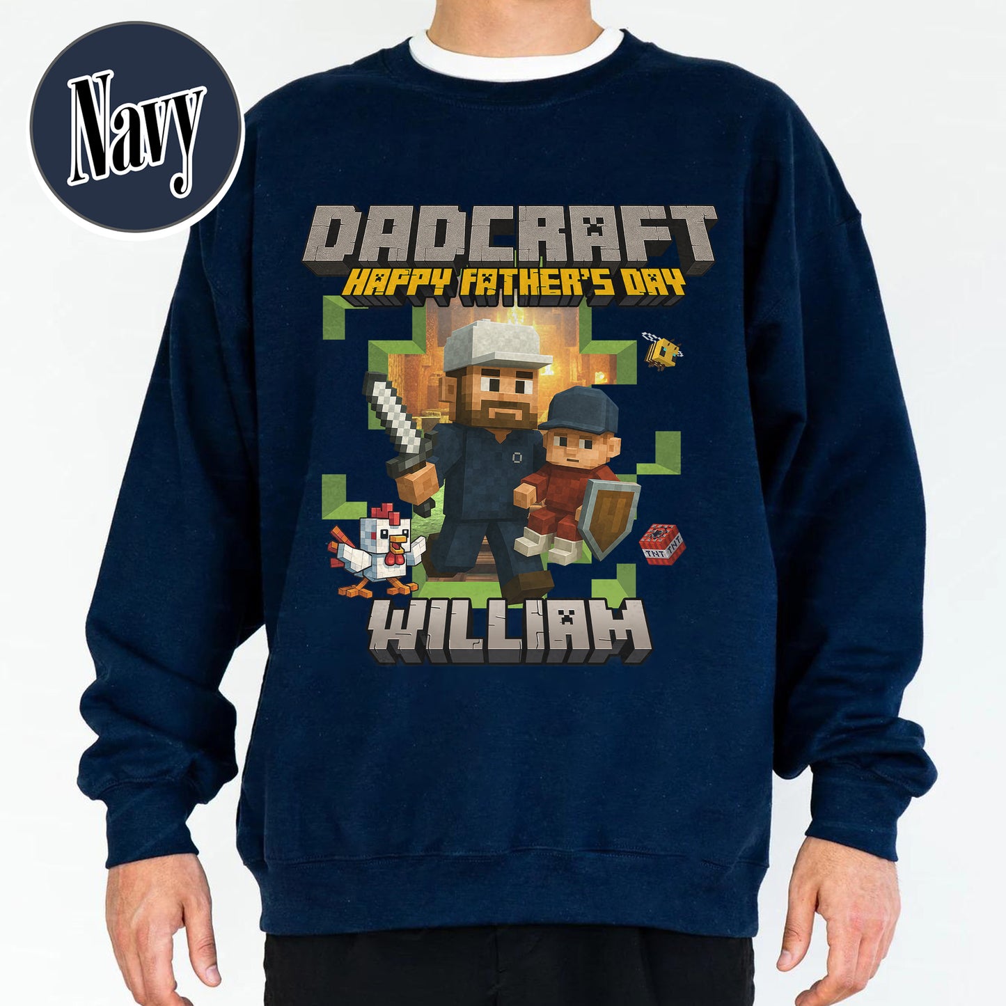 Father’s Day Sweatshirt, Personalized Photos and Name DadCraft Sweatshirt, Gamer Dad DadCraft Sweatshirt