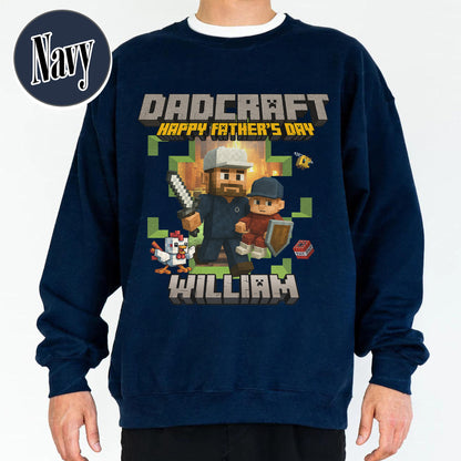 Father’s Day Sweatshirt, Personalized Photos and Name DadCraft Sweatshirt, Gamer Dad DadCraft Sweatshirt