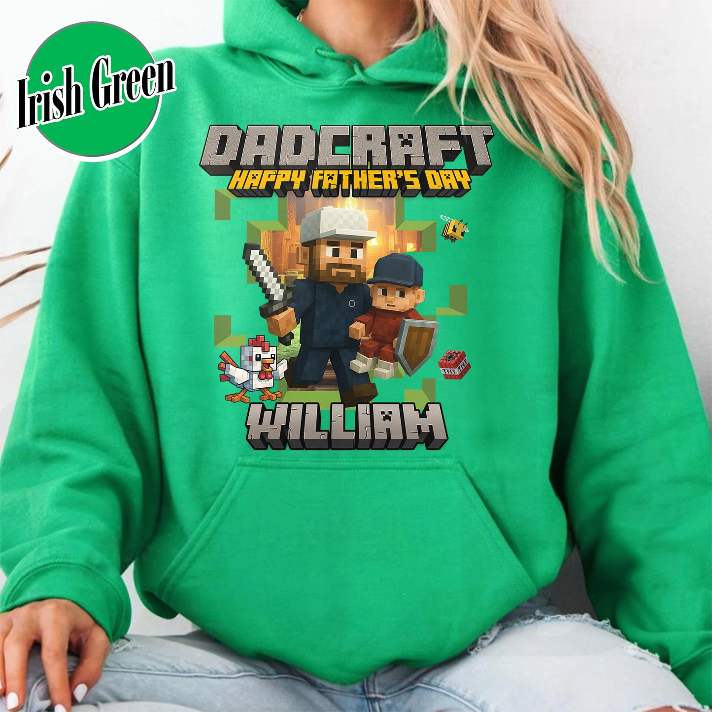 Father’s Day Hoodie, Personalized Photos and Name DadCraft Hoodie, Gamer Dad DadCraft Hoodie