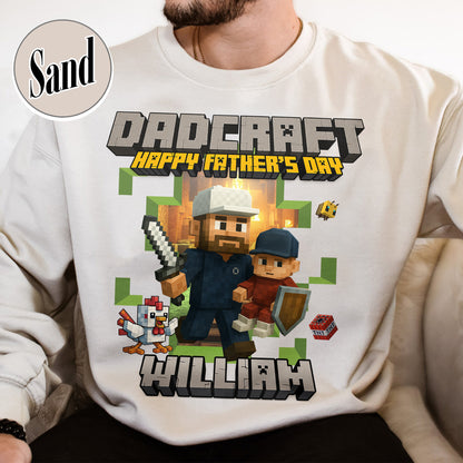 Father’s Day Sweatshirt, Personalized Photos and Name DadCraft Sweatshirt, Gamer Dad DadCraft Sweatshirt