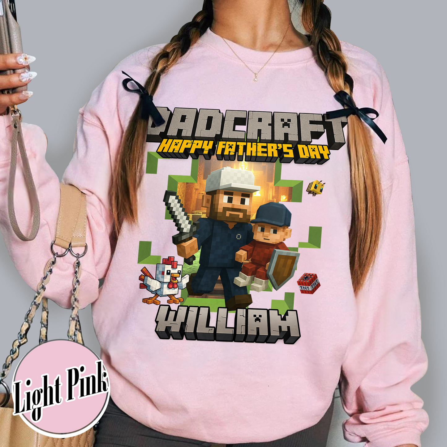 Father’s Day Sweatshirt, Personalized Photos and Name DadCraft Sweatshirt, Gamer Dad DadCraft Sweatshirt