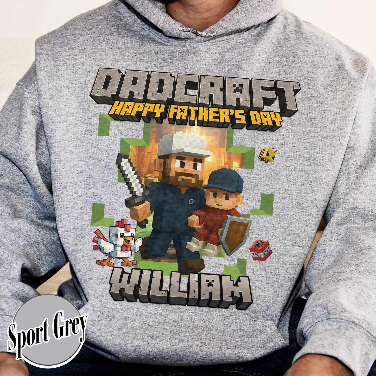 Father’s Day Hoodie, Personalized Photos and Name DadCraft Hoodie, Gamer Dad DadCraft Hoodie