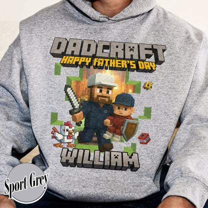 Father’s Day Hoodie, Personalized Photos and Name DadCraft Hoodie, Gamer Dad DadCraft Hoodie