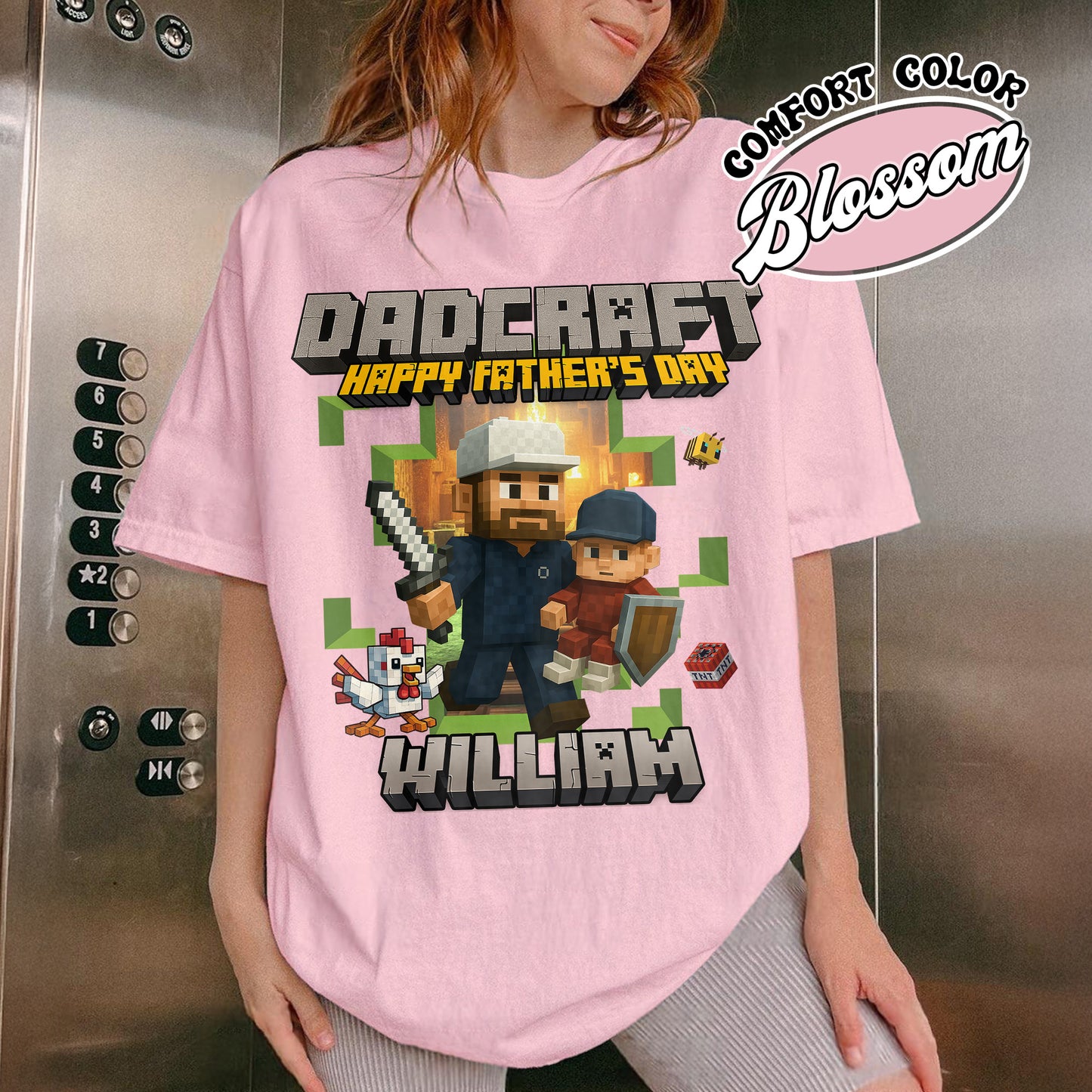 Father’s Day Comfort Color Shirt, Personalized Photos and Name DadCraft Shirt, Gamer Dad DadCraft Shirt