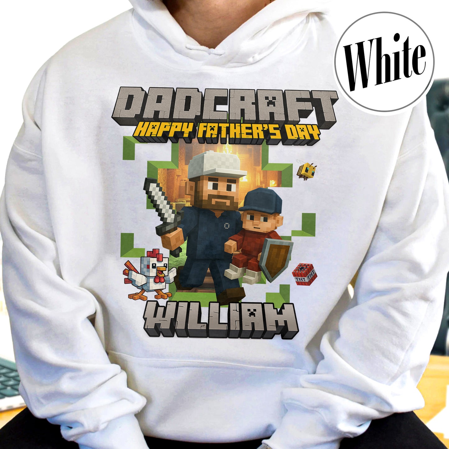 Father’s Day Hoodie, Personalized Photos and Name DadCraft Hoodie, Gamer Dad DadCraft Hoodie