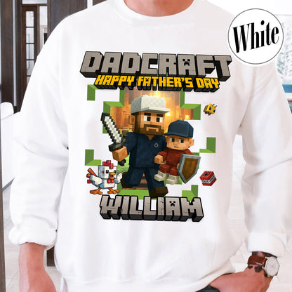 Father’s Day Sweatshirt, Personalized Photos and Name DadCraft Sweatshirt, Gamer Dad DadCraft Sweatshirt