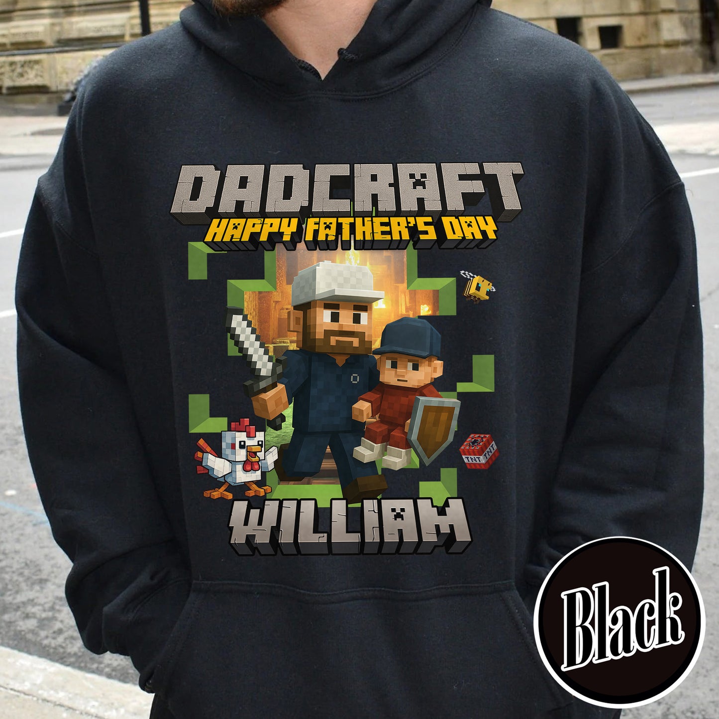 Father’s Day Hoodie, Personalized Photos and Name DadCraft Hoodie, Gamer Dad DadCraft Hoodie