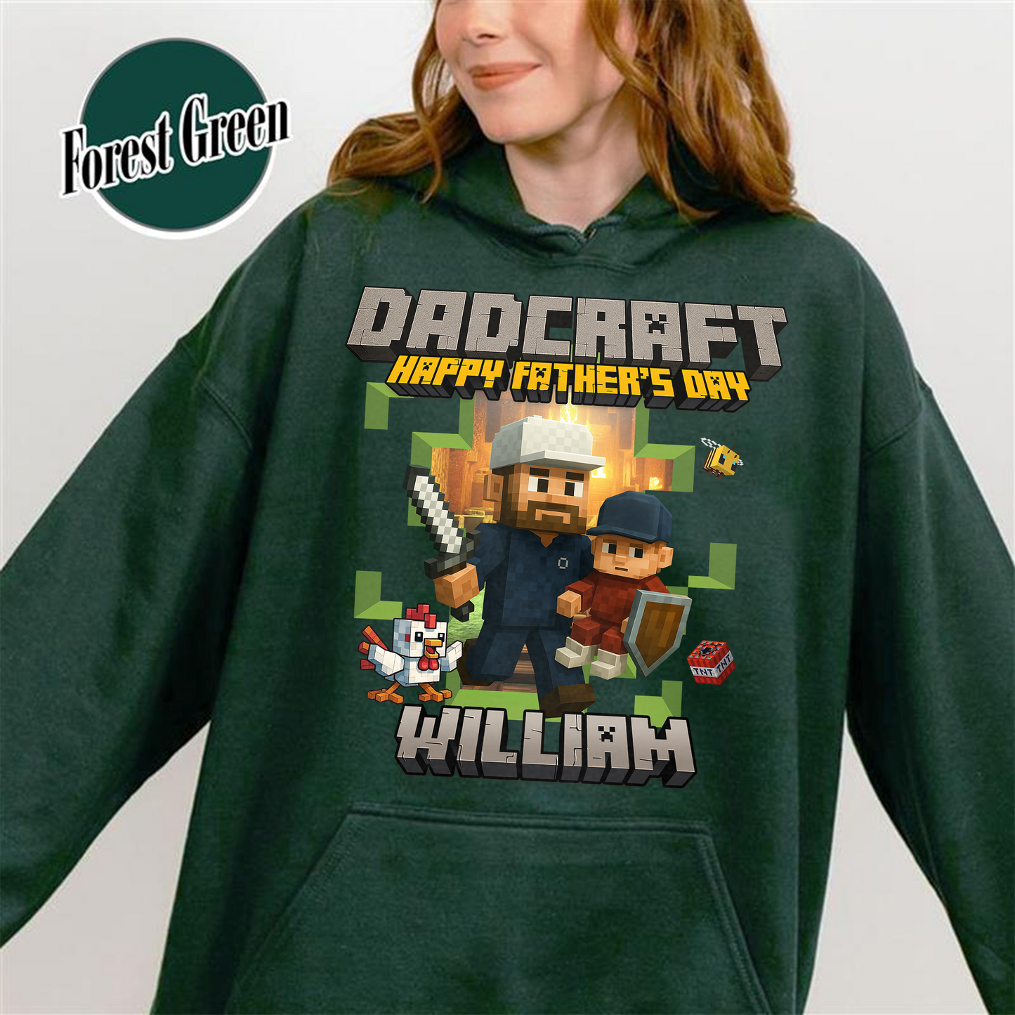 Father’s Day Hoodie, Personalized Photos and Name DadCraft Hoodie, Gamer Dad DadCraft Hoodie