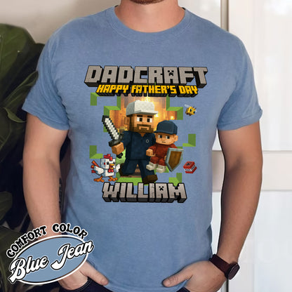 Father’s Day Comfort Color Shirt, Personalized Photos and Name DadCraft Shirt, Gamer Dad DadCraft Shirt