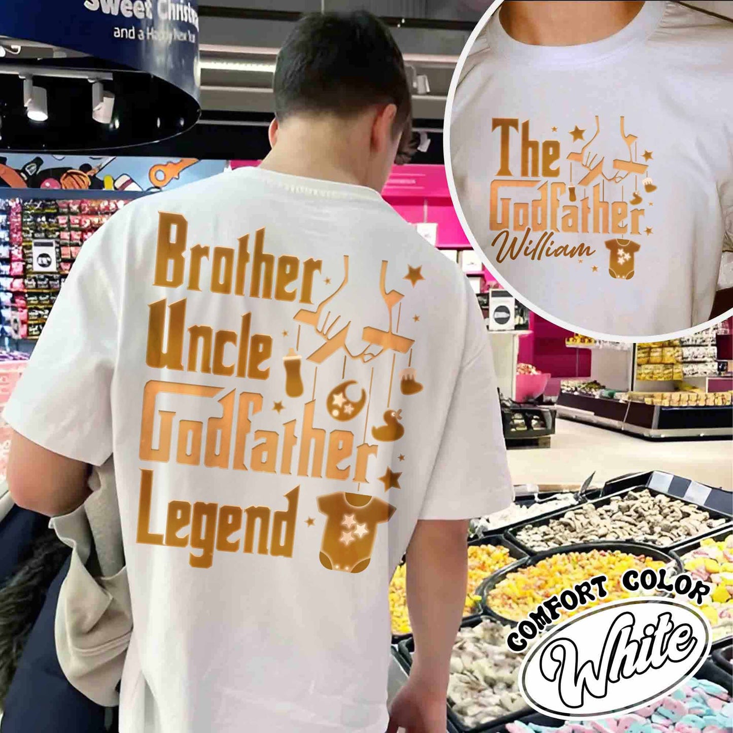 Father's Day Comfort Colors shirt,Personalized Godfather Gift, Fathers Day Gift, Dad Gift, Godfather To Be Gift