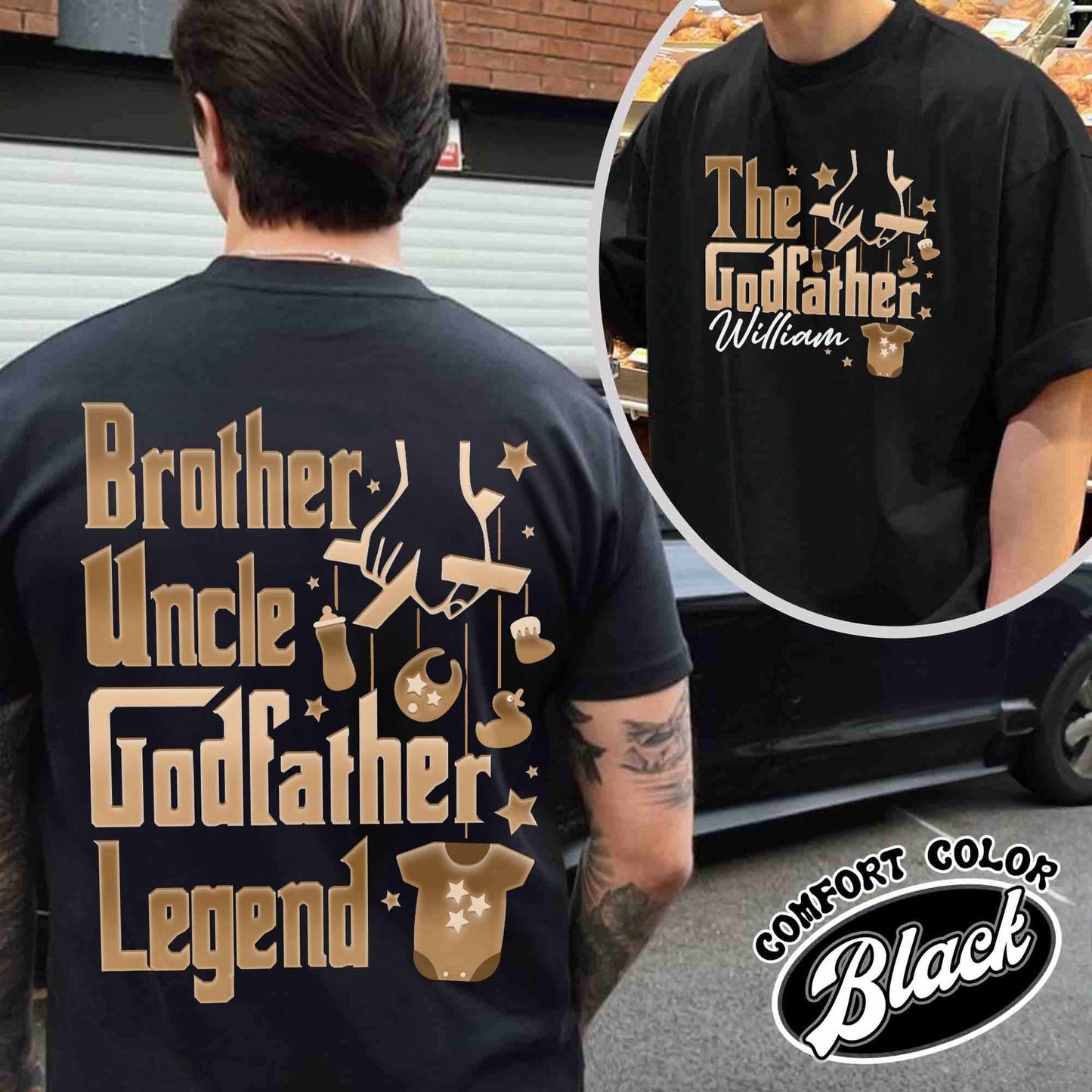 Father's Day Comfort Colors shirt,Personalized Godfather Gift, Fathers Day Gift, Dad Gift, Godfather To Be Gift