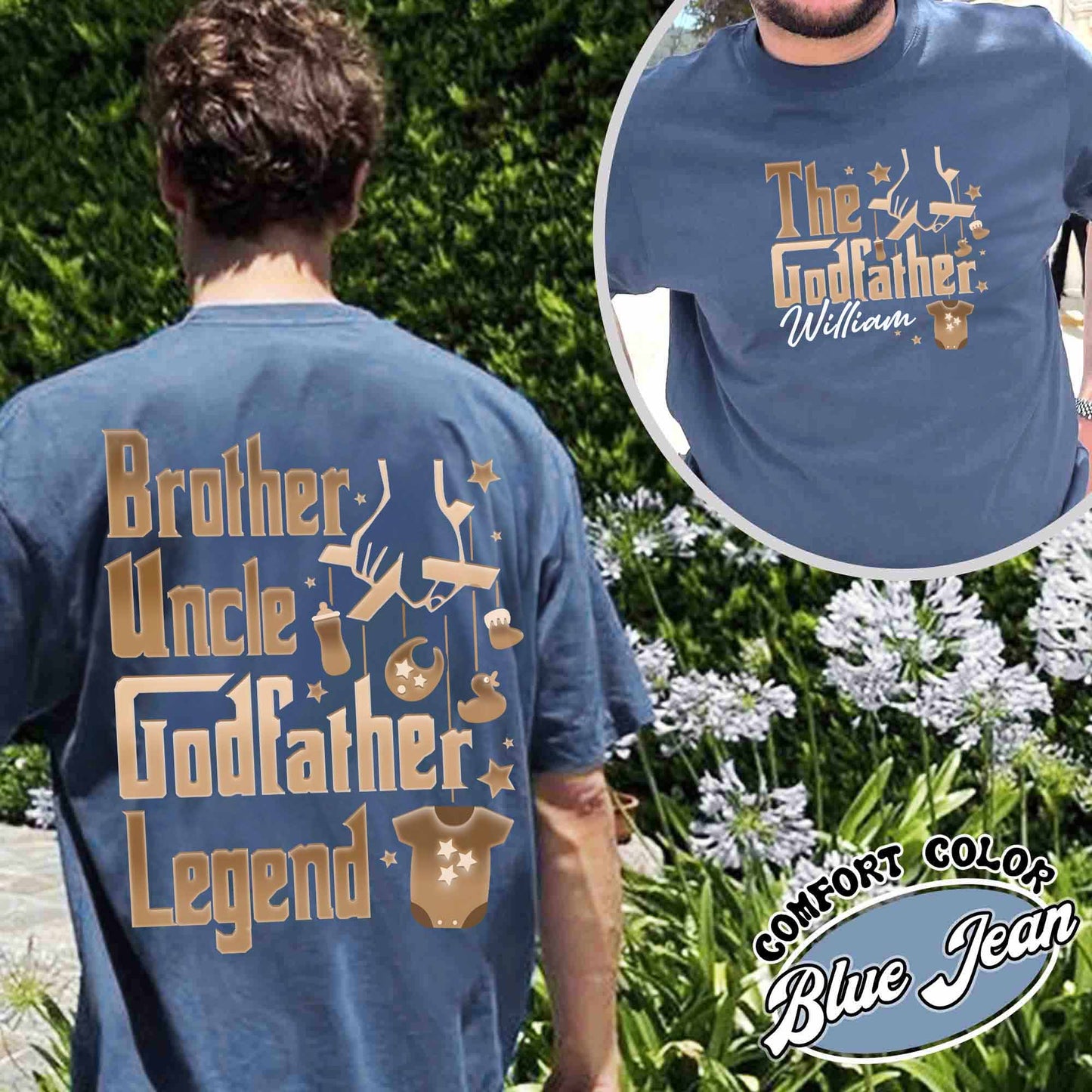 Father's Day Comfort Colors shirt,Personalized Godfather Gift, Fathers Day Gift, Dad Gift, Godfather To Be Gift