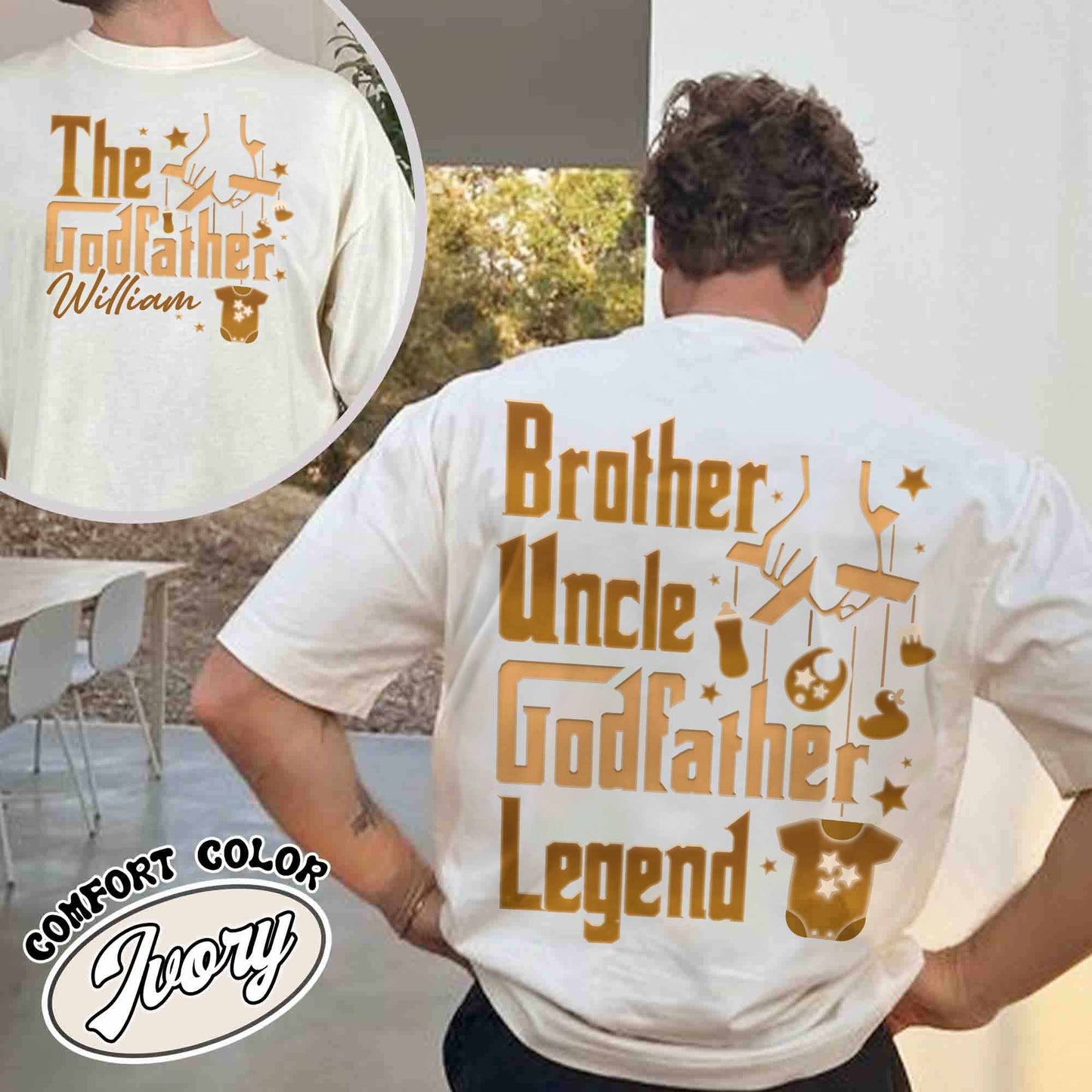 Father's Day Comfort Colors shirt,Personalized Godfather Gift, Fathers Day Gift, Dad Gift, Godfather To Be Gift