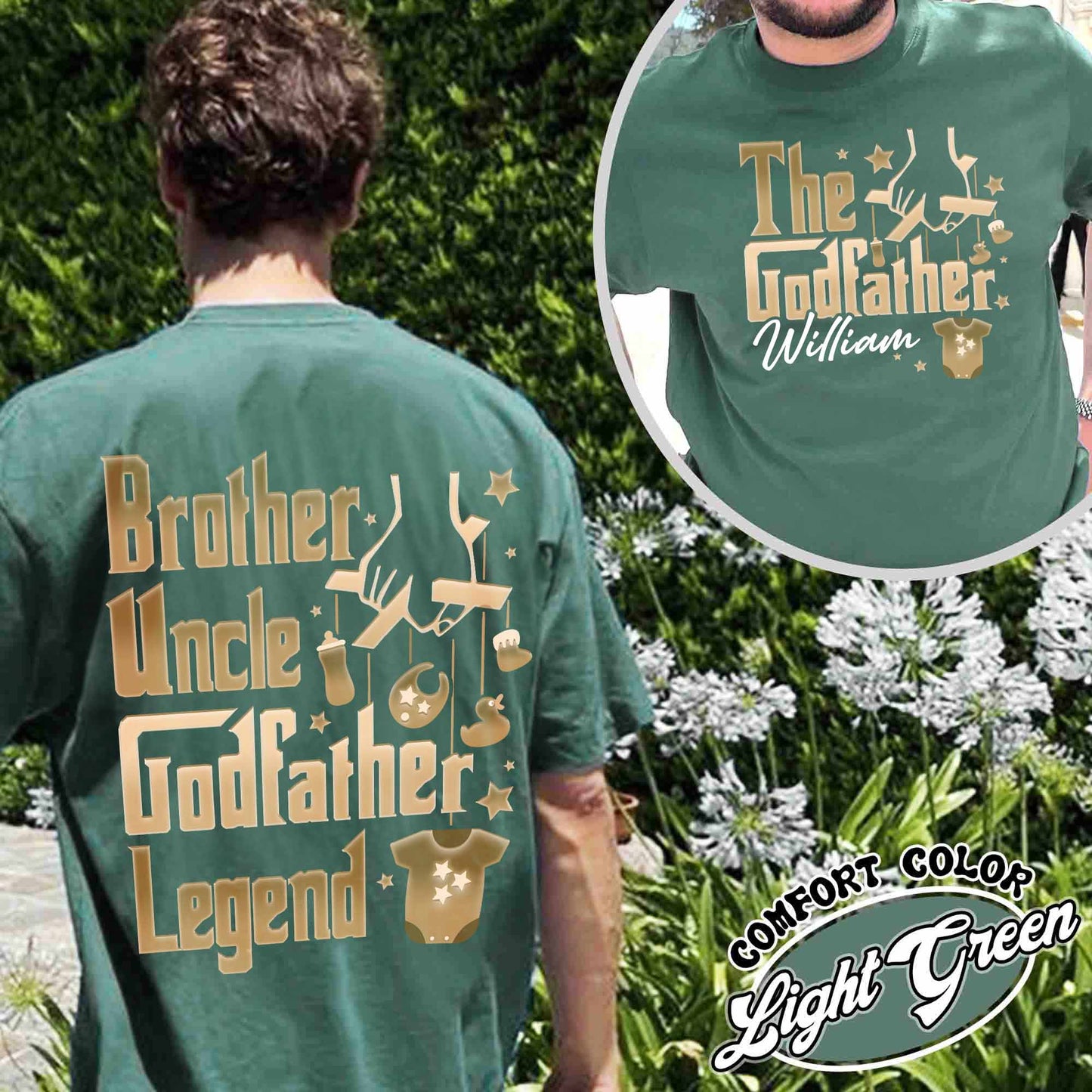 Father's Day Comfort Colors shirt,Personalized Godfather Gift, Fathers Day Gift, Dad Gift, Godfather To Be Gift