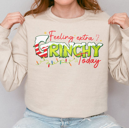 Feeling Extra Grinchy Today: Funny Christmas, Holiday, Festive Gift, Retro Grinch Christmas Sweatshirt