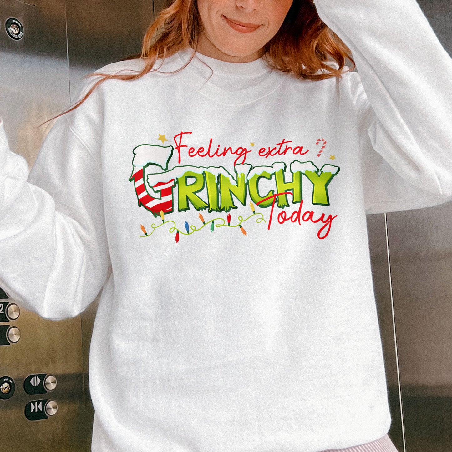 Feeling Extra Grinchy Today: Funny Christmas, Holiday, Festive Gift, Retro Grinch Christmas Sweatshirt