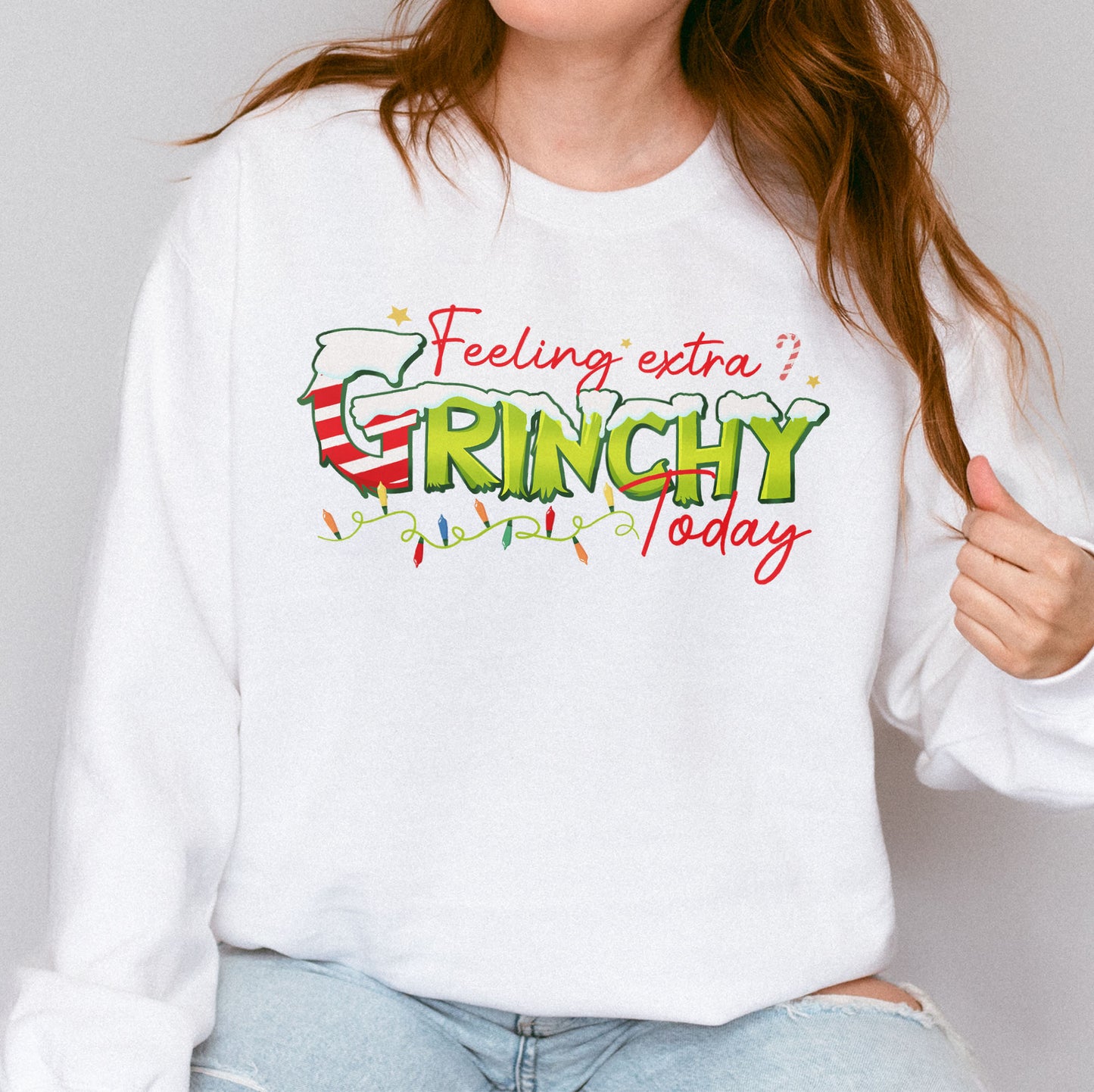 Feeling Extra Grinchy Today: Funny Christmas, Holiday, Festive Gift, Retro Grinch Christmas Sweatshirt