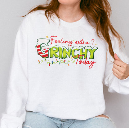 Feeling Extra Grinchy Today: Funny Christmas, Holiday, Festive Gift, Retro Grinch Christmas Sweatshirt