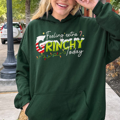 Feeling Extra Grinchy Today: Funny Christmas, Holiday, Festive Gift, Retro Grinch Christmas Hoodie