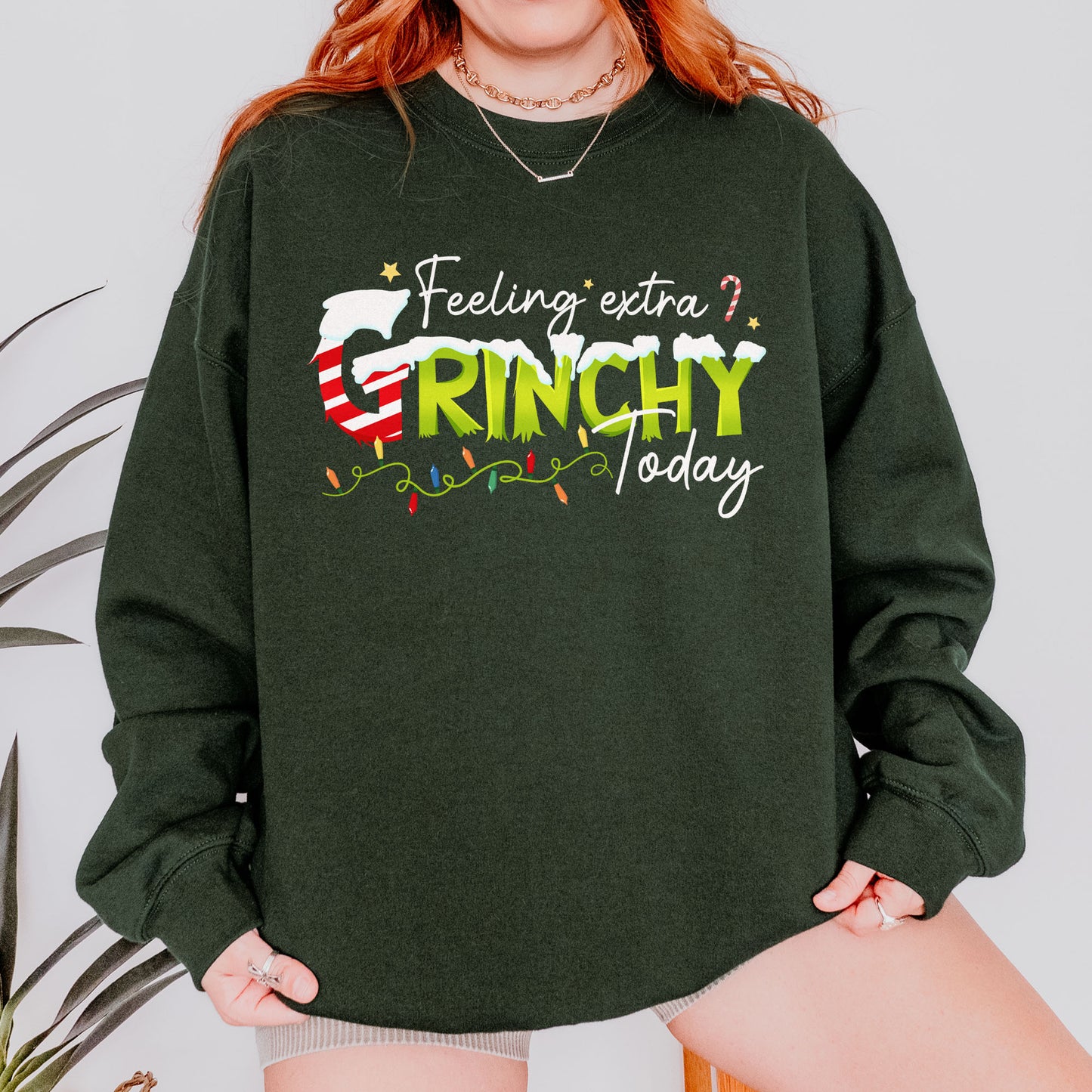 Feeling Extra Grinchy Today: Funny Christmas, Holiday, Festive Gift, Retro Grinch Christmas Sweatshirt