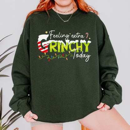 Feeling Extra Grinchy Today: Funny Christmas, Holiday, Festive Gift, Retro Grinch Christmas Sweatshirt