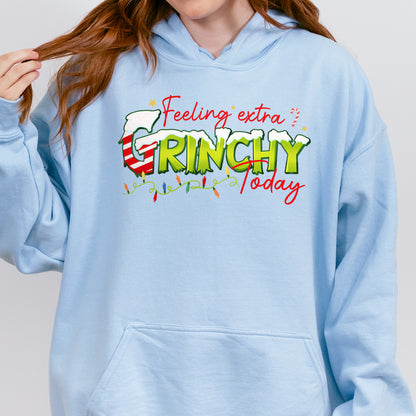 Feeling Extra Grinchy Today: Funny Christmas, Holiday, Festive Gift, Retro Grinch Christmas Hoodie
