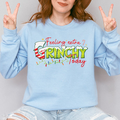 Feeling Extra Grinchy Today: Funny Christmas, Holiday, Festive Gift, Retro Grinch Christmas Sweatshirt
