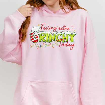 Feeling Extra Grinchy Today: Funny Christmas, Holiday, Festive Gift, Retro Grinch Christmas Hoodie