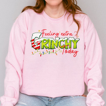 Feeling Extra Grinchy Today: Funny Christmas, Holiday, Festive Gift, Retro Grinch Christmas Sweatshirt