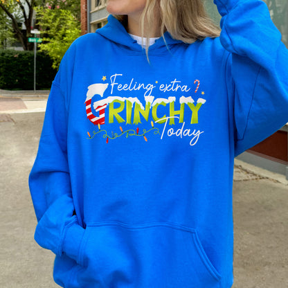 Feeling Extra Grinchy Today: Funny Christmas, Holiday, Festive Gift, Retro Grinch Christmas Hoodie