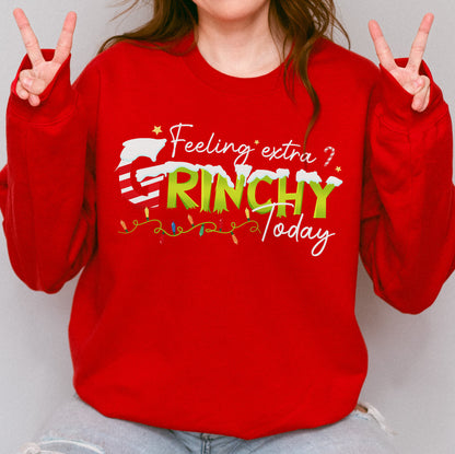 Feeling Extra Grinchy Today: Funny Christmas, Holiday, Festive Gift, Retro Grinch Christmas Sweatshirt