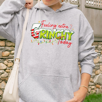 Feeling Extra Grinchy Today: Funny Christmas, Holiday, Festive Gift, Retro Grinch Christmas Hoodie