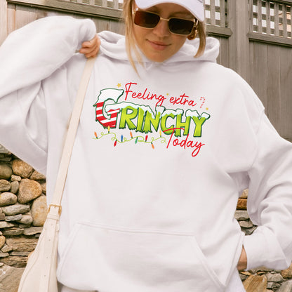 Feeling Extra Grinchy Today: Funny Christmas, Holiday, Festive Gift, Retro Grinch Christmas Hoodie