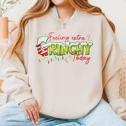 Feeling Extra Grinchy Today: Funny Christmas, Holiday, Festive Gift, Retro Grinch Christmas Sweatshirt
