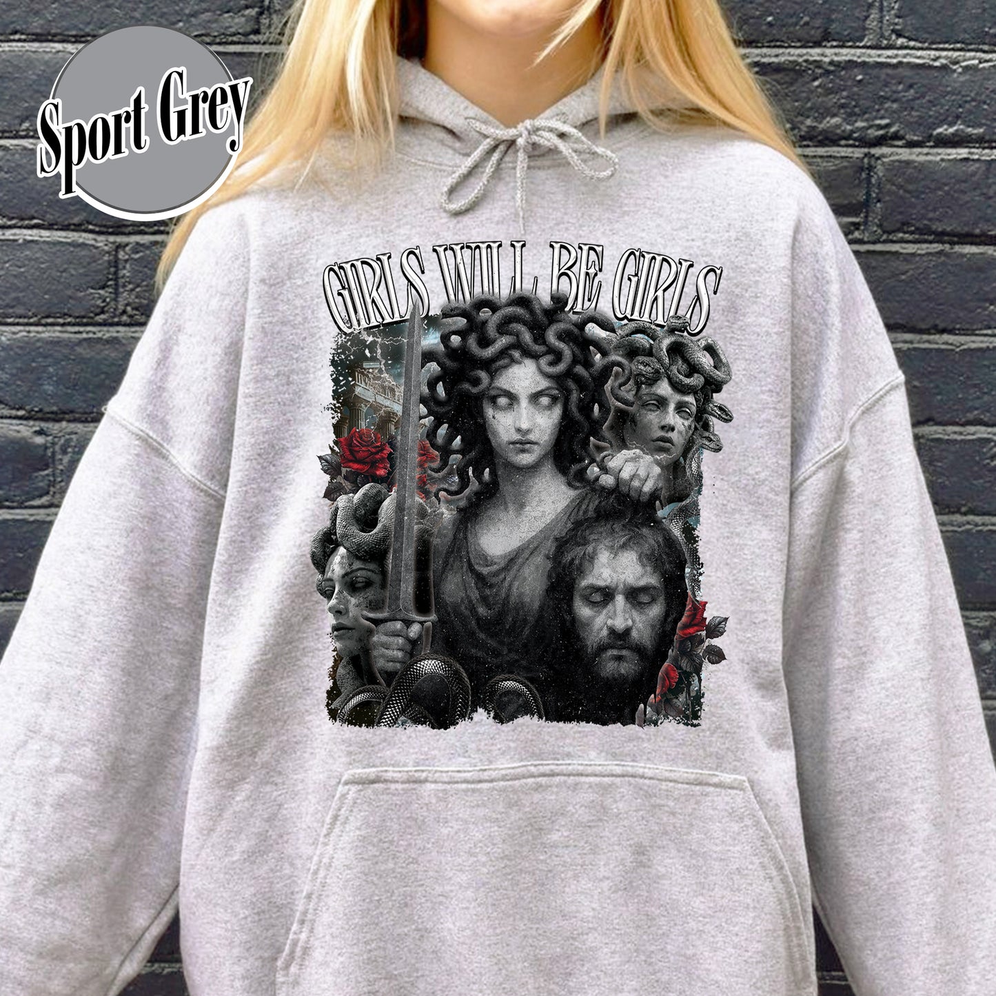 Feminist Hoodie, Girls Will Be Girls Hoodie, Medusa With the Head of Perseus Hoodie