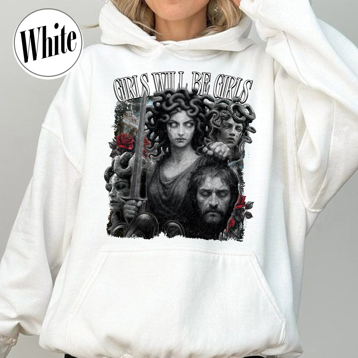 Feminist Hoodie, Girls Will Be Girls Hoodie, Medusa With the Head of Perseus Hoodie