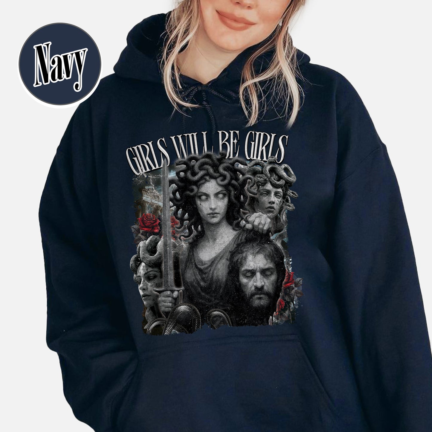 Feminist Hoodie, Girls Will Be Girls Hoodie, Medusa With the Head of Perseus Hoodie
