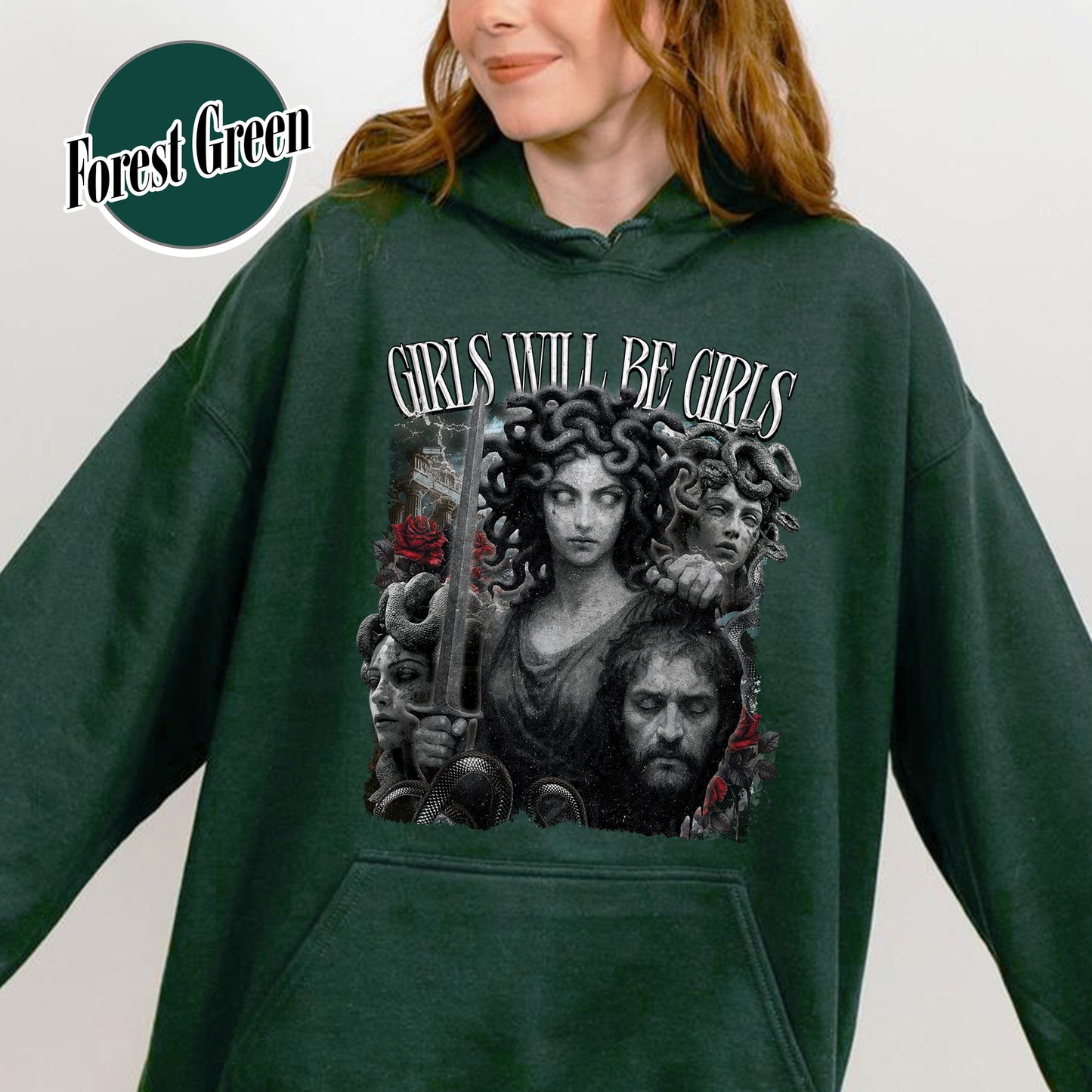 Feminist Hoodie, Girls Will Be Girls Hoodie, Medusa With the Head of Perseus Hoodie
