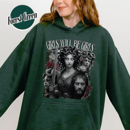 Feminist Hoodie, Girls Will Be Girls Hoodie, Medusa With the Head of Perseus Hoodie