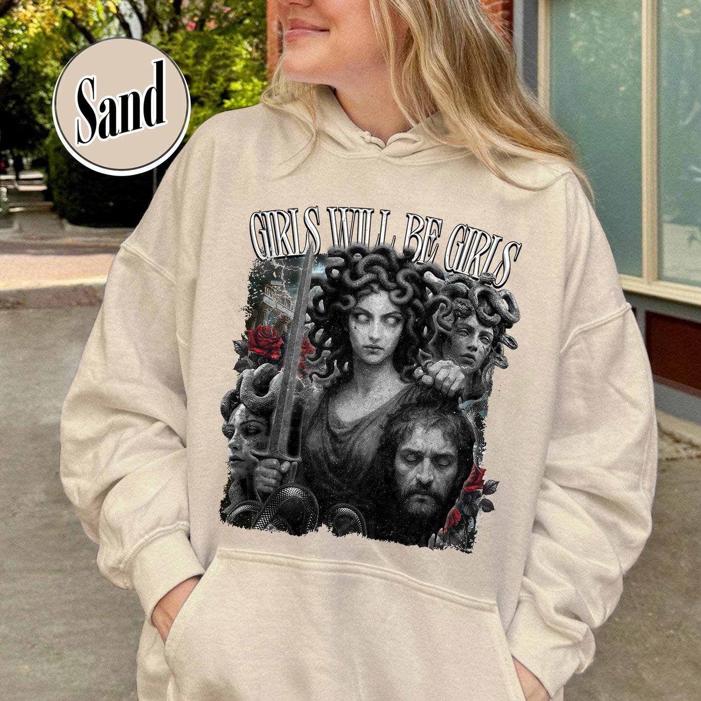 Feminist Hoodie, Girls Will Be Girls Hoodie, Medusa With the Head of Perseus Hoodie