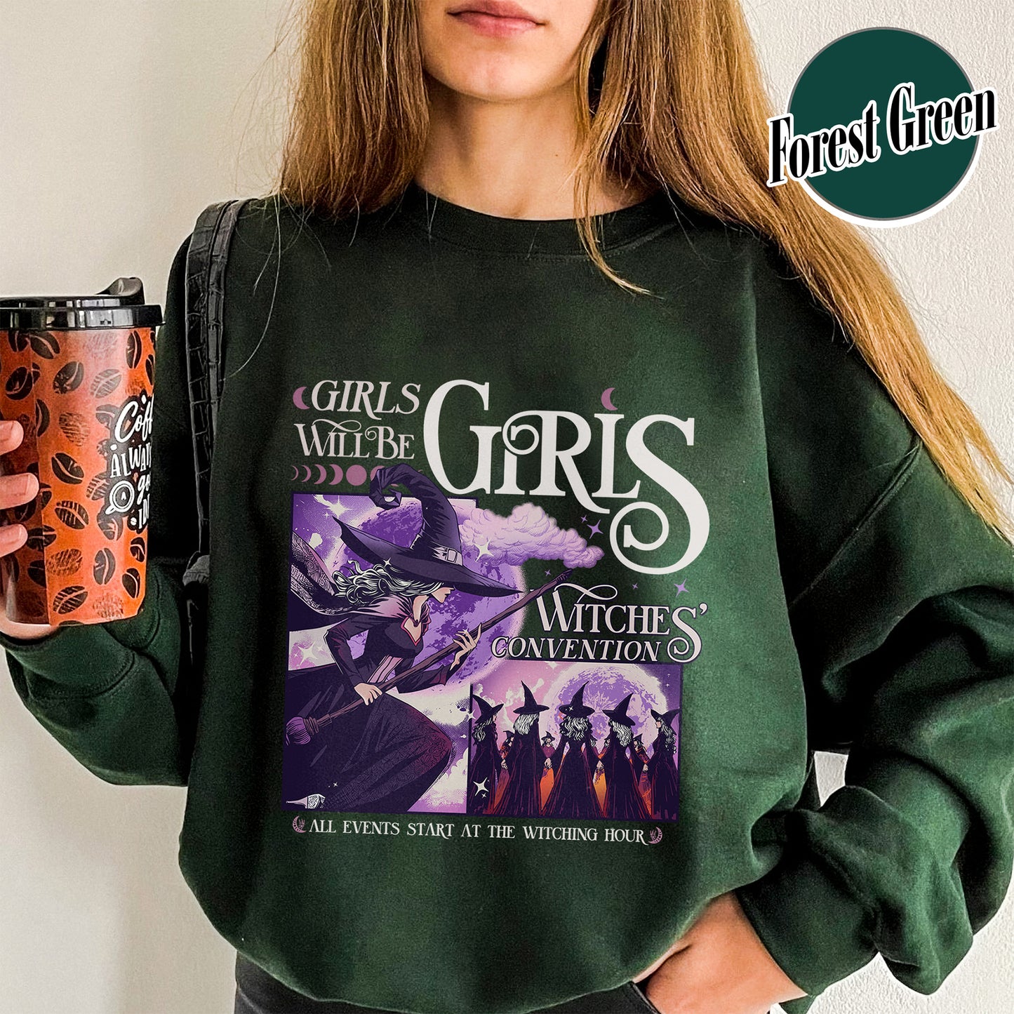 Halloween Sweatshirt, Girls Will Be Girls Witch Sweatshirt, Witchy Feminist Sweatshirt