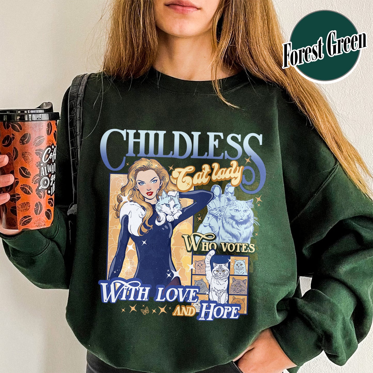 Election Sweatshirt, Childless Cat Lady Sweatshirt, Cat Lover Sweatshirt, I Vote Sweatshirt, Vote Blue Election Sweatshirt