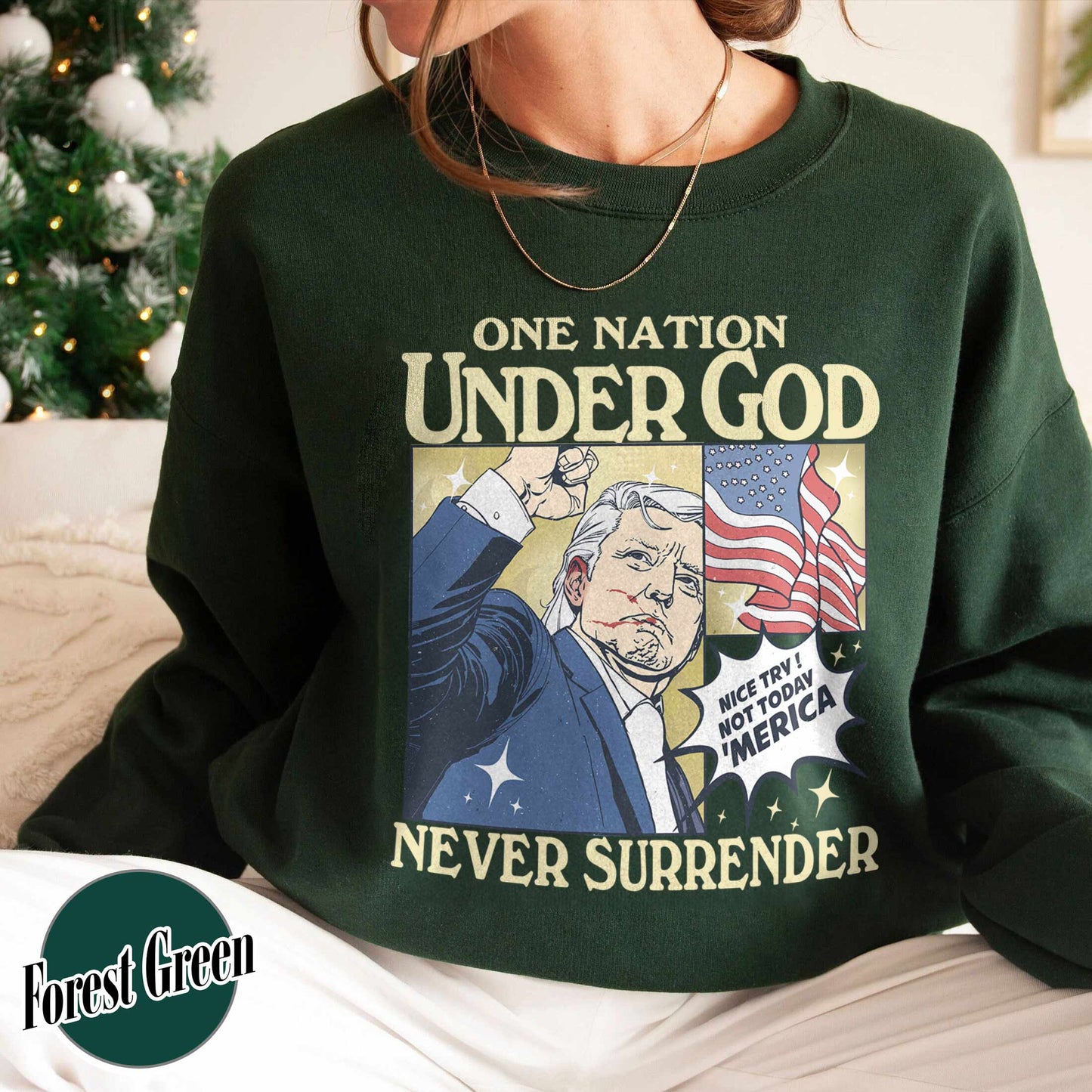 One Nation Under God Sweatshirt, Assassination 2024 Shirt, Never Surrender Shirt, Shot Assassination Attempt Shirt, Rally Shooting American Shirt