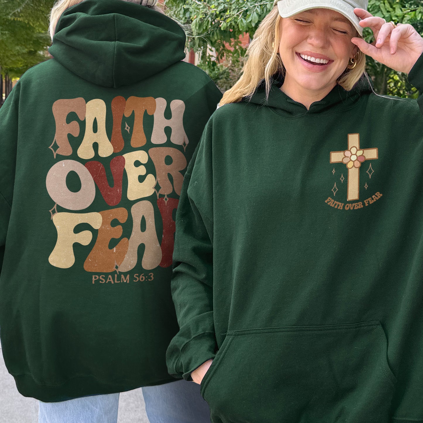 Faith Over Fear Christian Psalm Hoodie