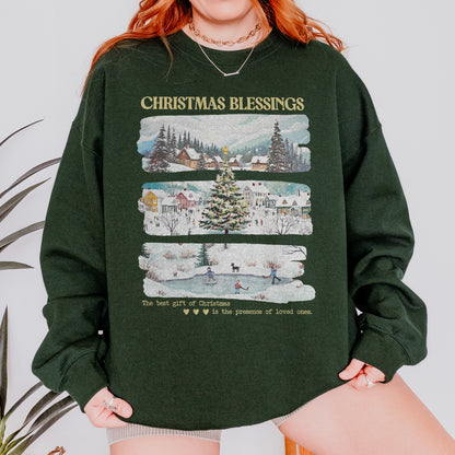 Merry Christmas Sweatshirt: Christmas Blessings Sweatshirt, Cute Santa Sweatshirt, Xmas Sweatshirt
