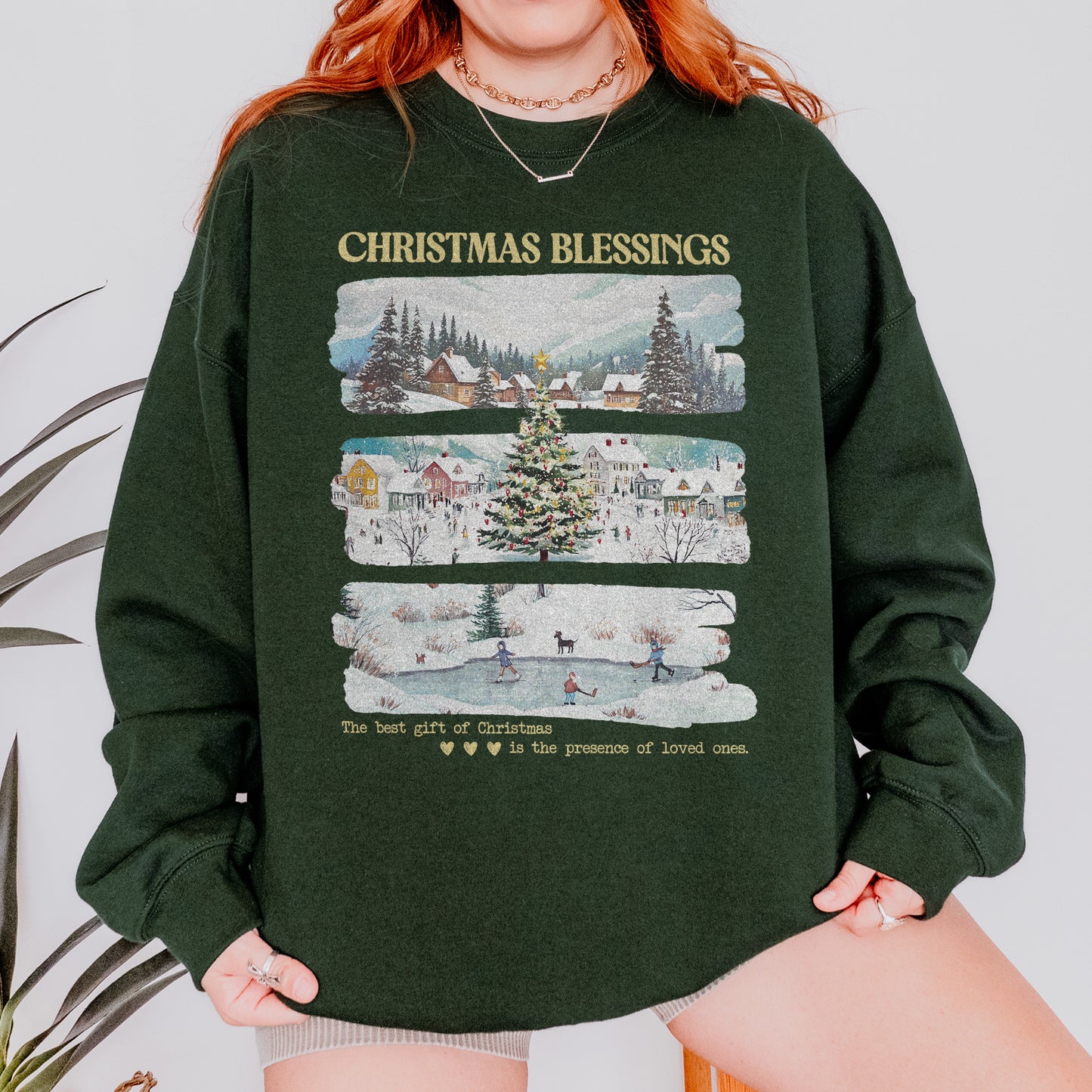 Merry Christmas Sweatshirt: Christmas Blessings Sweatshirt, Cute Santa Sweatshirt, Xmas Sweatshirt
