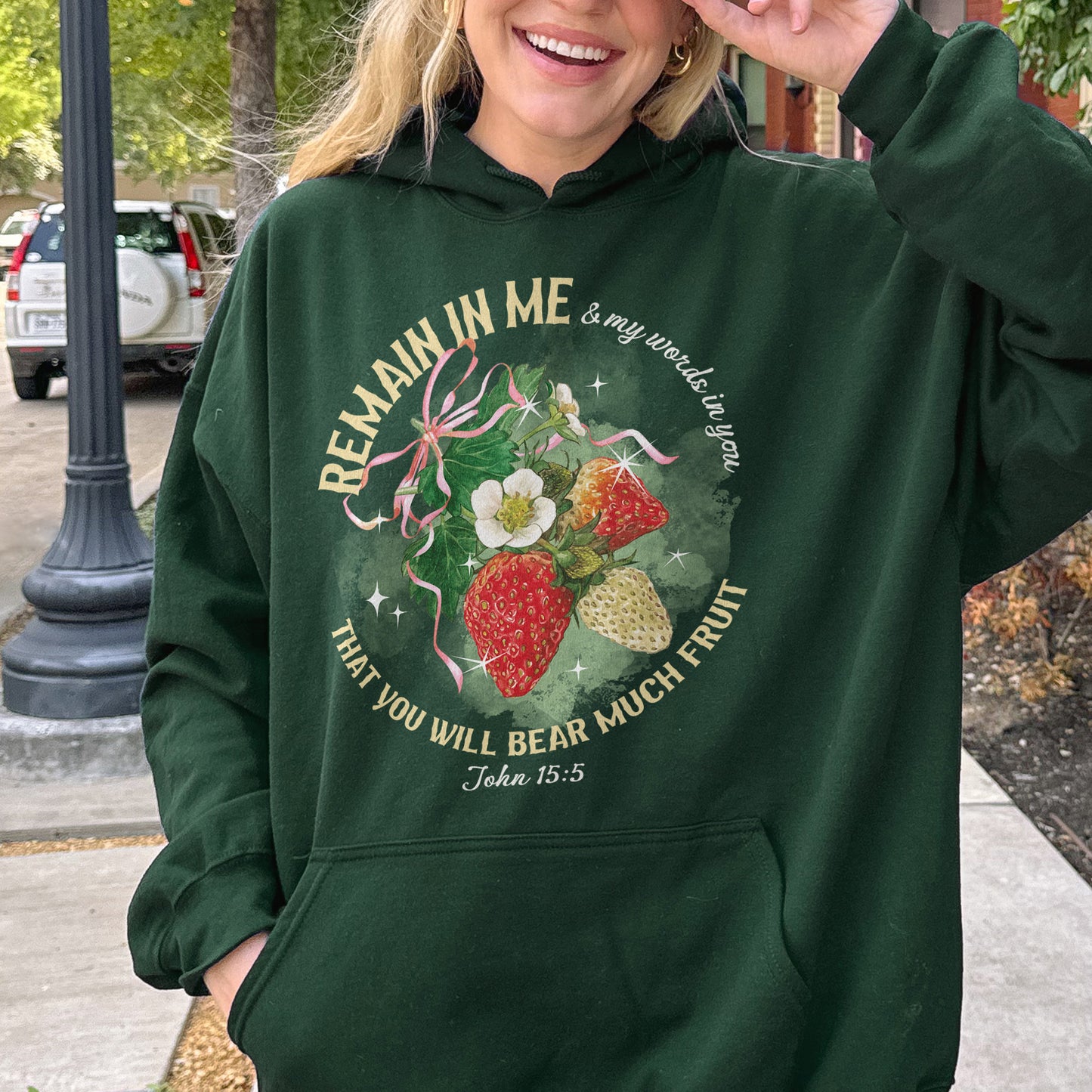Remain in Me Christian Hoodie: Bible Verse Hoodie, Fruit of the Spirit Faith Hoodie, Jesus Hoodie, God Hoodie