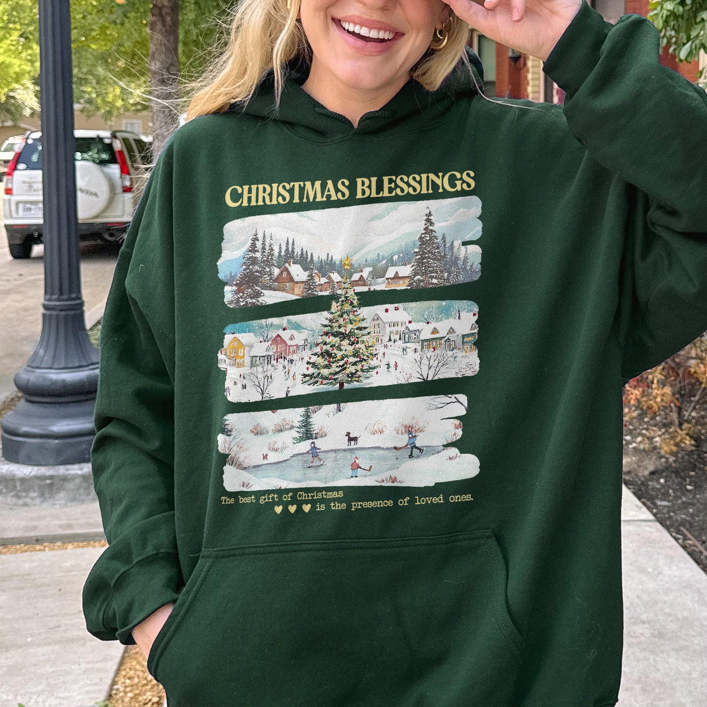 Merry Christmas Hoodie: Christmas Blessings Hoodie, Cute Santa Hoodie, Xmas Hoodie
