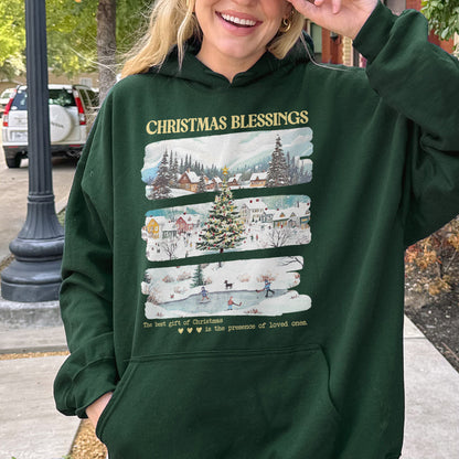 Merry Christmas Hoodie: Christmas Blessings Hoodie, Cute Santa Hoodie, Xmas Hoodie
