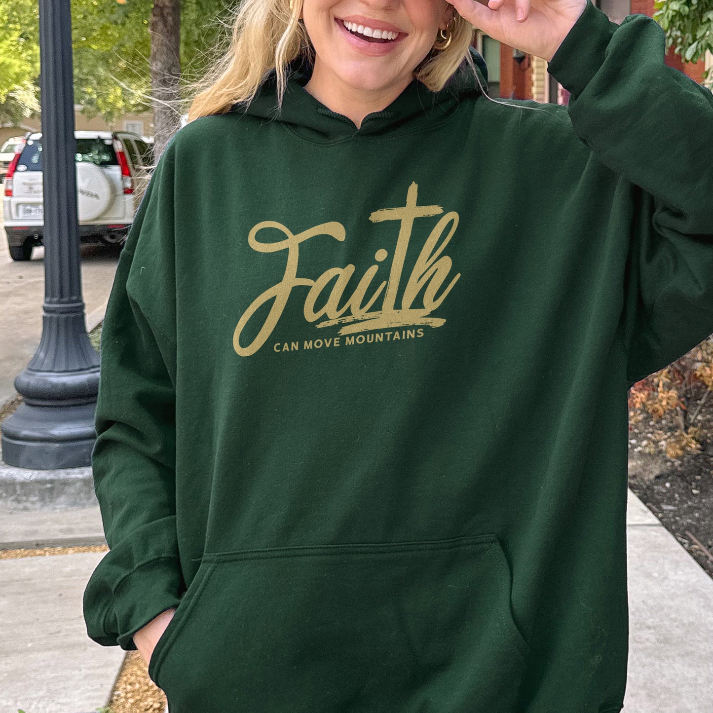 Faith Can Move Mountains Hoodie | Christian Cross Bible Verse Hoodie